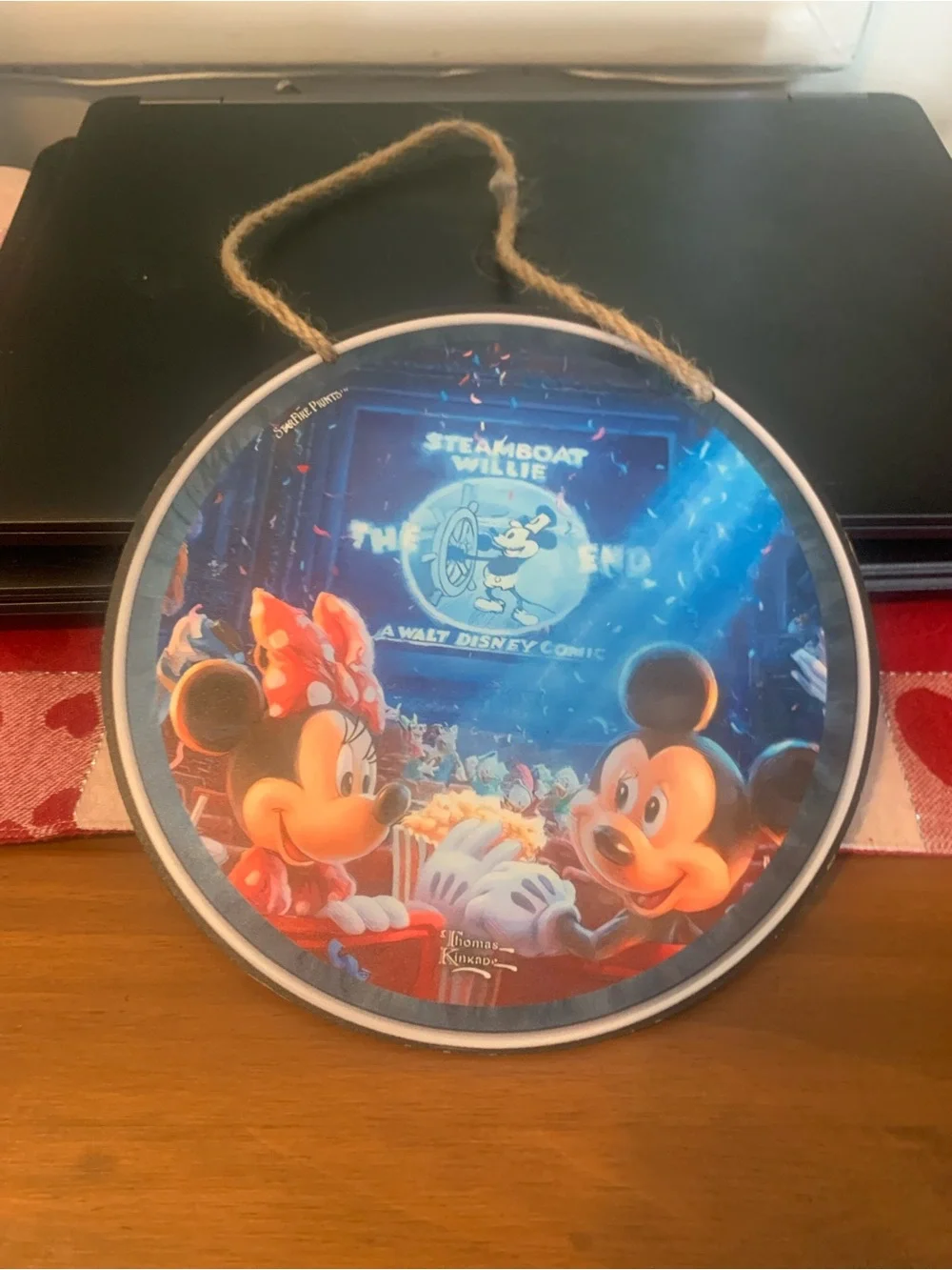 Disney Mickey & Minnie Round Hanging Plaque - Blue, Red, White